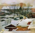 Stadtdächer im Winter Schnee Ivan Ivanovich Landschaft